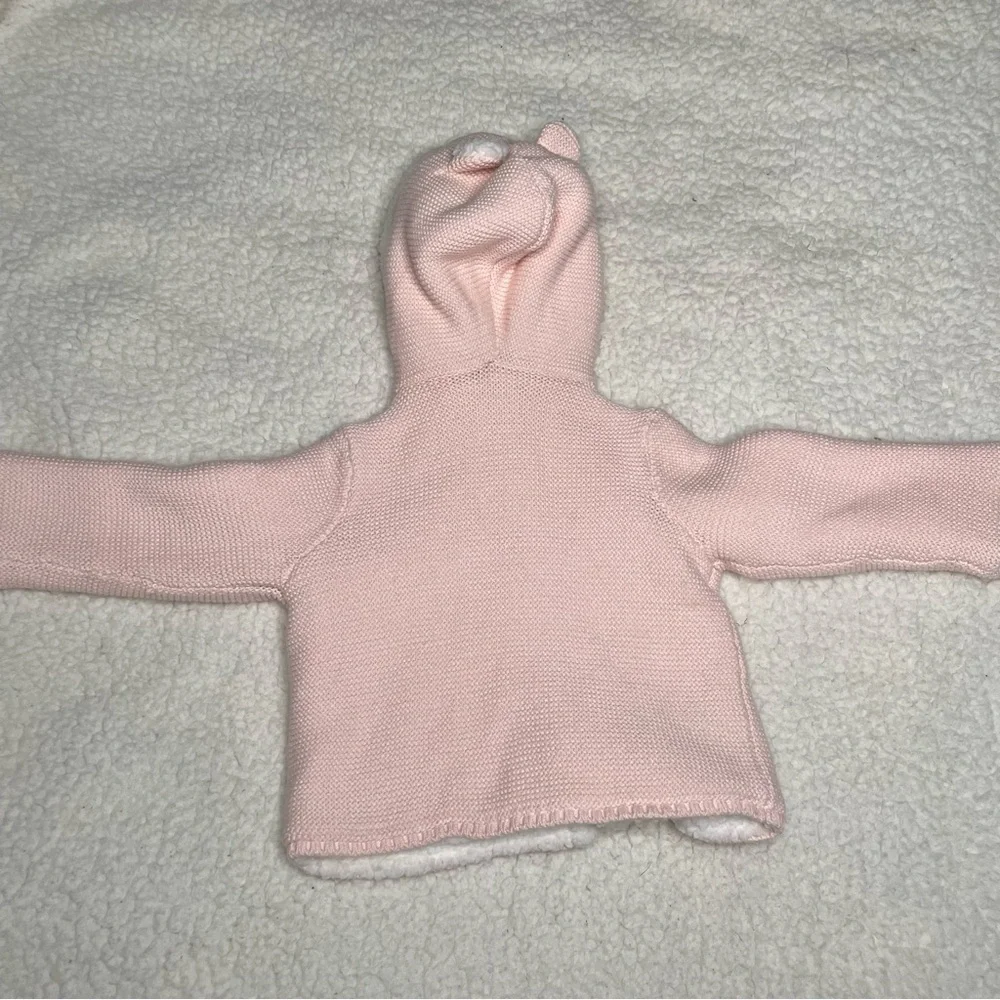 NEW Carters Baby Girl Pink Hooded Fleece Lined Knit Jacket Size 12 Months